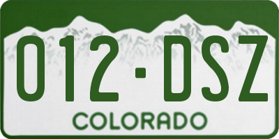 CO license plate 012DSZ