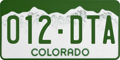 CO license plate 012DTA