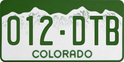 CO license plate 012DTB