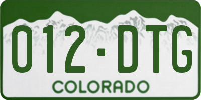 CO license plate 012DTG