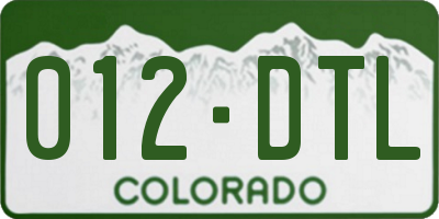 CO license plate 012DTL