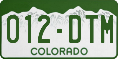 CO license plate 012DTM
