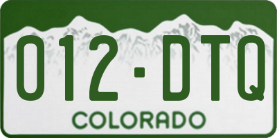 CO license plate 012DTQ