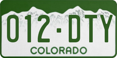 CO license plate 012DTY