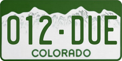 CO license plate 012DUE