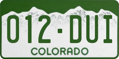 CO license plate 012DUI