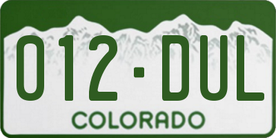 CO license plate 012DUL