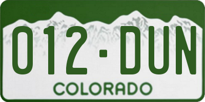 CO license plate 012DUN