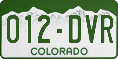 CO license plate 012DVR