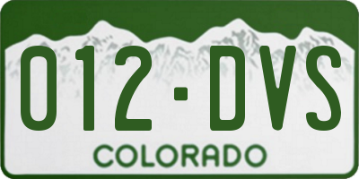 CO license plate 012DVS
