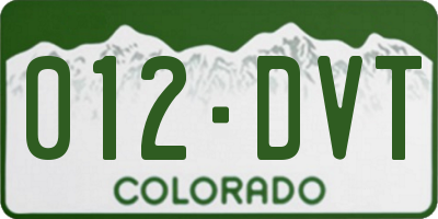 CO license plate 012DVT