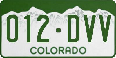 CO license plate 012DVV
