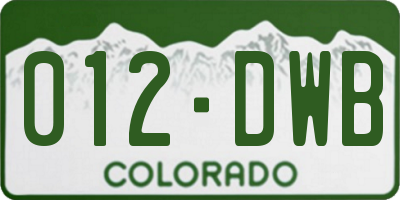 CO license plate 012DWB