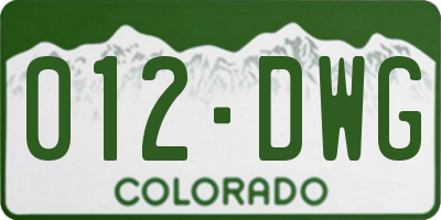 CO license plate 012DWG