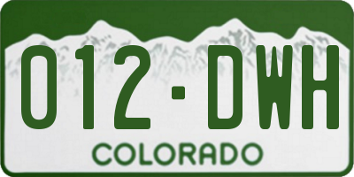 CO license plate 012DWH