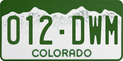 CO license plate 012DWM