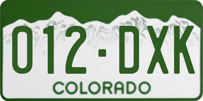 CO license plate 012DXK
