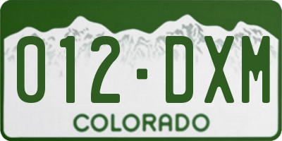 CO license plate 012DXM