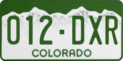 CO license plate 012DXR