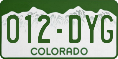 CO license plate 012DYG