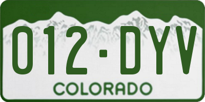 CO license plate 012DYV