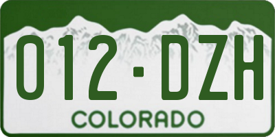 CO license plate 012DZH