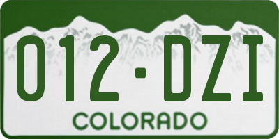 CO license plate 012DZI