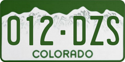 CO license plate 012DZS