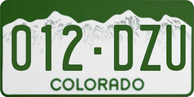 CO license plate 012DZU