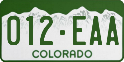 CO license plate 012EAA