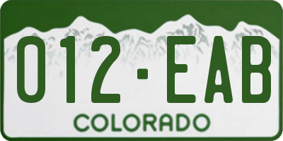 CO license plate 012EAB