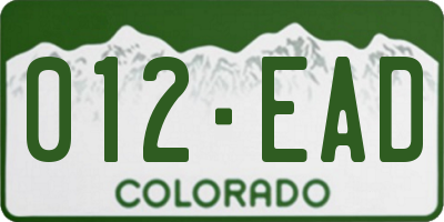 CO license plate 012EAD
