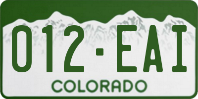 CO license plate 012EAI