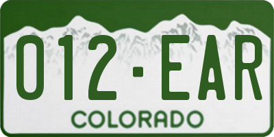 CO license plate 012EAR