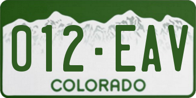 CO license plate 012EAV