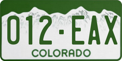 CO license plate 012EAX