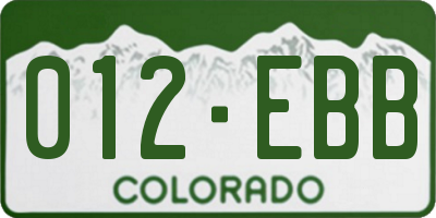 CO license plate 012EBB