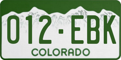 CO license plate 012EBK