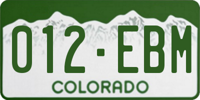 CO license plate 012EBM