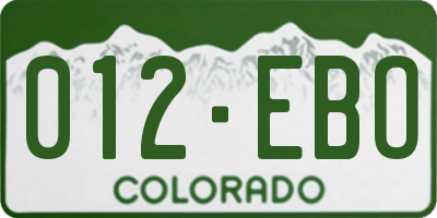 CO license plate 012EBO