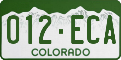 CO license plate 012ECA