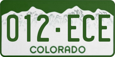 CO license plate 012ECE