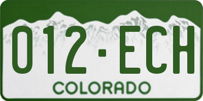 CO license plate 012ECH