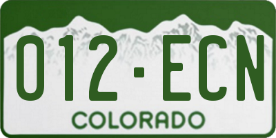 CO license plate 012ECN