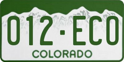 CO license plate 012ECO