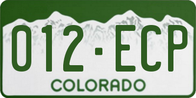 CO license plate 012ECP