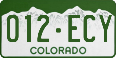 CO license plate 012ECY