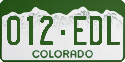 CO license plate 012EDL