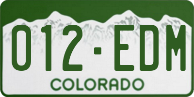 CO license plate 012EDM