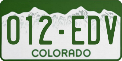 CO license plate 012EDV